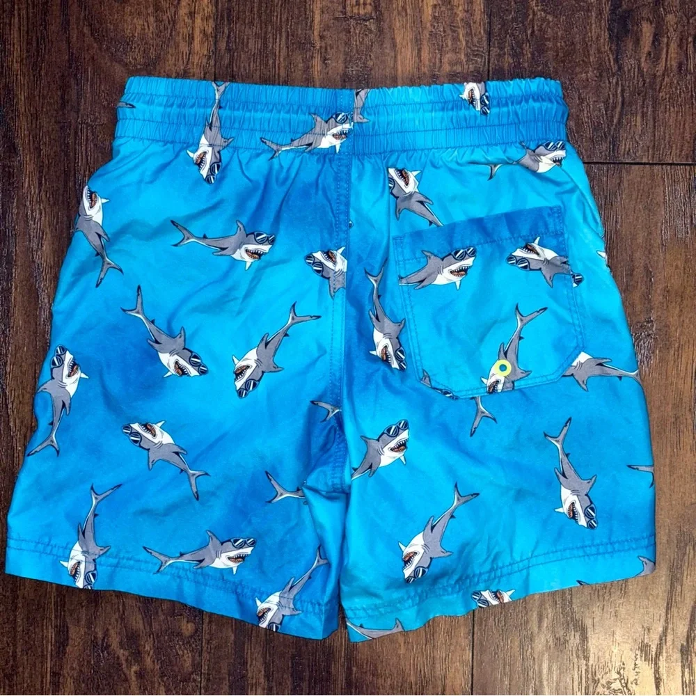 Old Navy Shark Swim Trunks Boys Size 10/12 | Blue Kids Swim Shorts - Picture 4 of 7